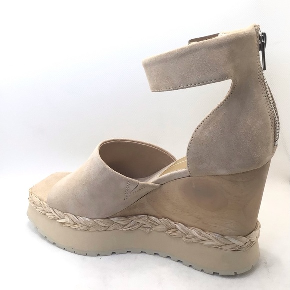 Dolce Vita Parle Ankle Strap Suede Light Tan Wedge Platform Sandals - Picture 6 of 10